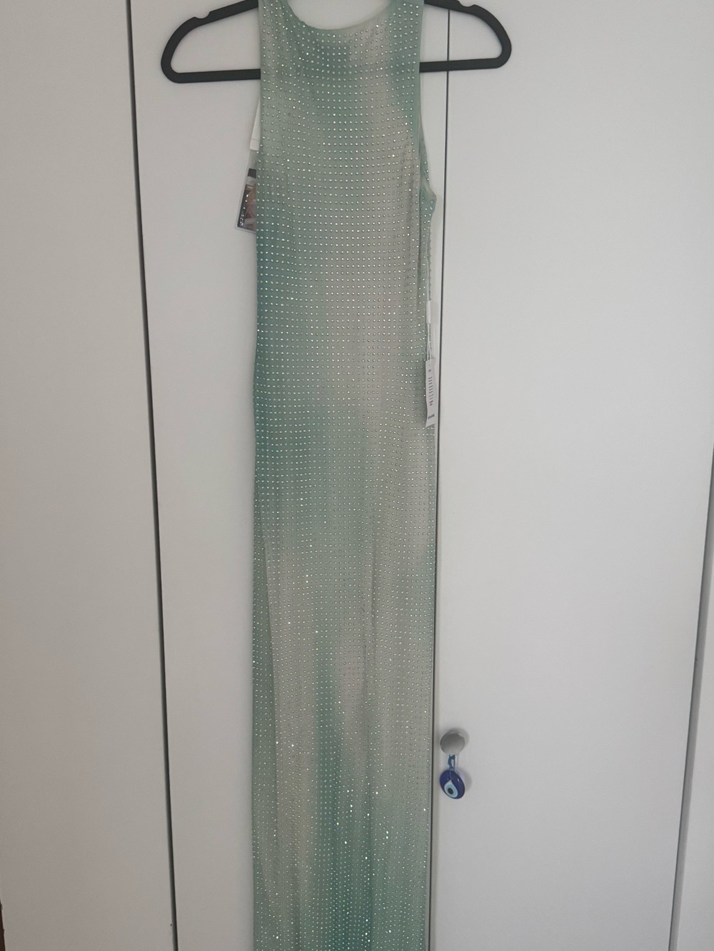 Self-Portrait Mint-to-Cream Rhinestone Racerback Maxi Dress - Picture 6 of 6